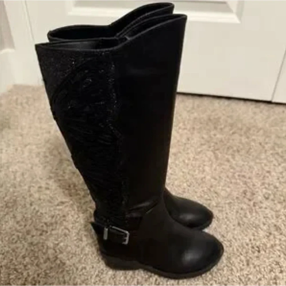 Copper Key Elegant Black Over the Knee Boots